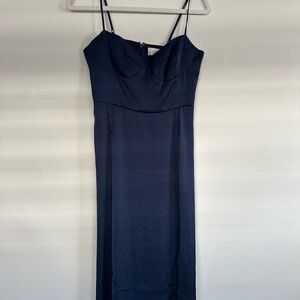 Aritzia Wilfred silk navy dress